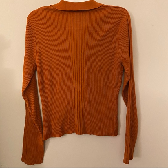 Vintage 90s SO gsjc Orange v neck collared lightweight sweater top juniors XL - Picture 2 of 9